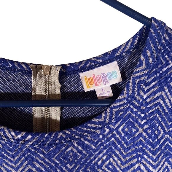 LuLaRoe Women's Dress Size Large Aamelia Floral Multicolor Blue And Grey Flare - Picture 3 of 10